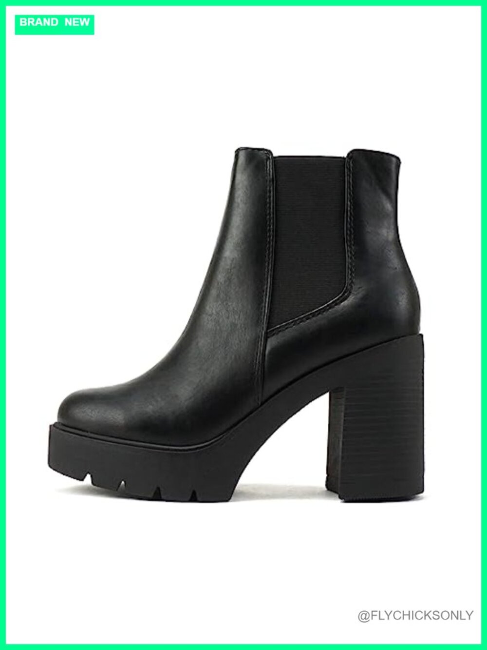 Lug Sole High Heel Chelsea Ankle Boot with Double Elastic Gore